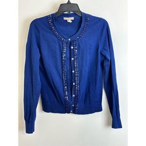 Banana Republic blue jeweled cardigan Size M